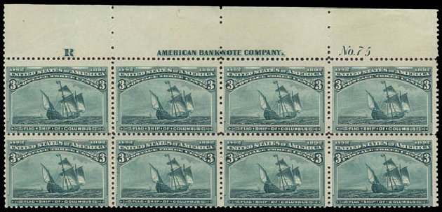 Prices of US Stamp Scott Catalogue #232: 1893 3c Columbian Exposition. Daniel Kelleher Auctions, Aug 2012, Sale 631, Lot 931