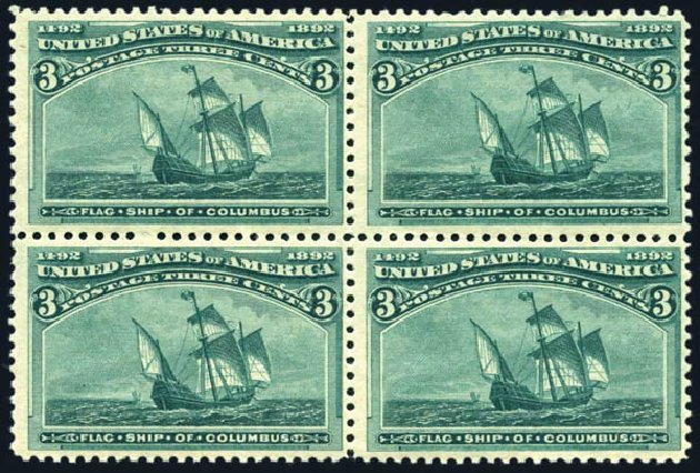 Prices of US Stamps Scott Catalogue 232: 1893 3c Columbian Exposition. Harmer-Schau Auction Galleries, Jun 2008, Sale 78, Lot 1414