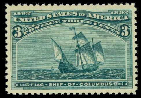 US Stamps Value Scott Catalogue 232 - 1893 3c Columbian Exposition. Daniel Kelleher Auctions, Mar 2013, Sale 635, Lot 335