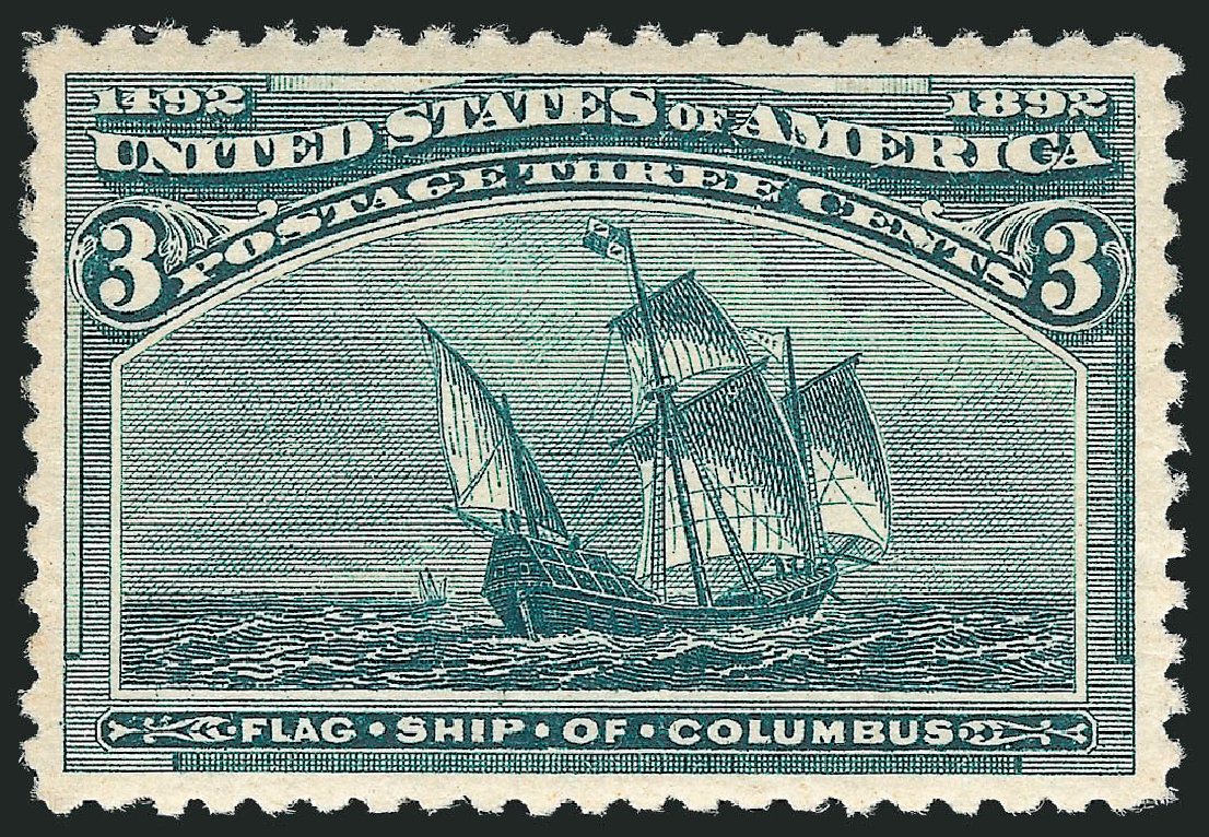 US Stamps Values Scott Catalog # 232: 1893 3c Columbian Exposition. Robert Siegel Auction Galleries, Dec 2012, Sale 1037, Lot 1805