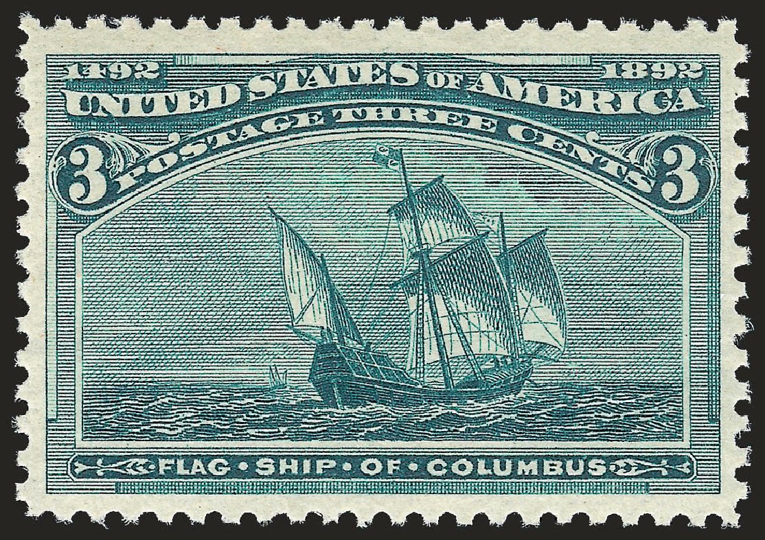 US Stamp Values Scott Cat. # 232 - 1893 3c Columbian Exposition. Robert Siegel Auction Galleries, Sep 2009, Sale 976, Lot 1675