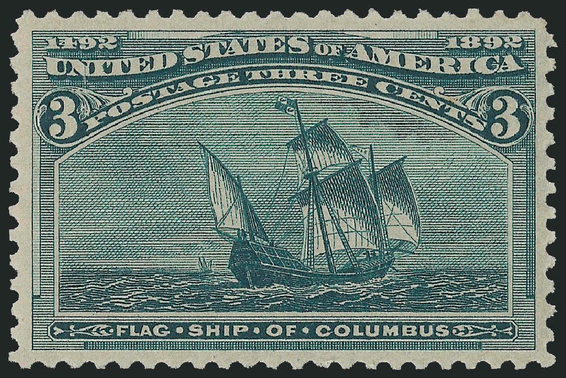 Value of US Stamp Scott Catalog 232 - 1893 3c Columbian Exposition. Robert Siegel Auction Galleries, Dec 2009, Sale 978, Lot 1065