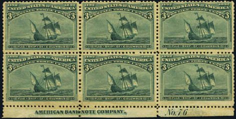 US Stamp Prices Scott # 232 - 3c 1893 Columbian Exposition. Harmer-Schau Auction Galleries, Oct 2011, Sale 91, Lot 222