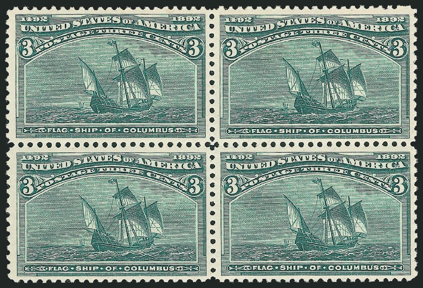 Values of US Stamp Scott Cat. # 232 - 1893 3c Columbian Exposition. Robert Siegel Auction Galleries, Oct 2010, Sale 997, Lot 5672