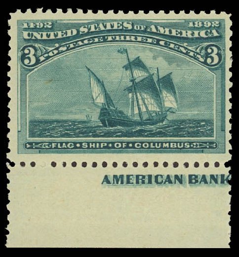 US Stamps Value Scott # 232: 3c 1893 Columbian Exposition. Daniel Kelleher Auctions, Jun 2012, Sale 630, Lot 1503