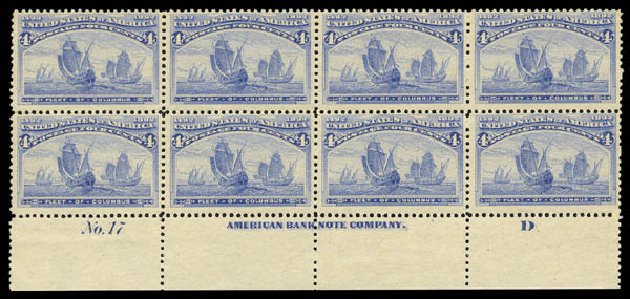 US Stamps Price Scott Cat. 233: 1893 4c Columbian Exposition. Matthew Bennett International, Sep 2010, Sale 333, Lot 3637