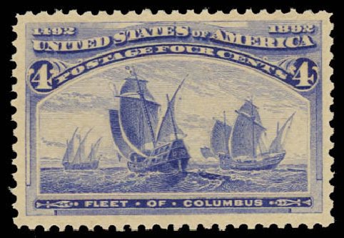 US Stamp Prices Scott Catalog # 233 - 4c 1893 Columbian Exposition. Daniel Kelleher Auctions, Oct 2012, Sale 632, Lot 1129