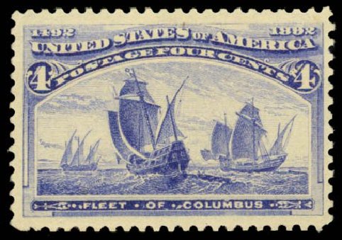 Value of US Stamps Scott Cat. 233: 1893 4c Columbian Exposition. Daniel Kelleher Auctions, Dec 2014, Sale 661, Lot 199