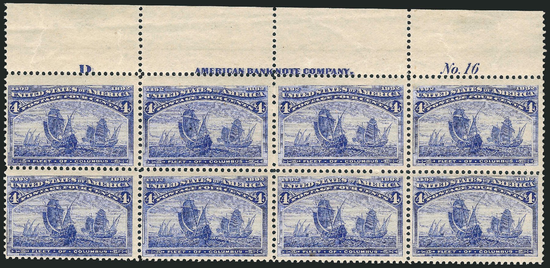 US Stamps Prices Scott #233 - 1893 4c Columbian Exposition. Robert Siegel Auction Galleries, Sep 2009, Sale 976, Lot 1679