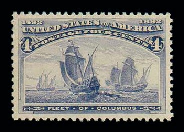 Values of US Stamp Scott Catalog #233 - 1893 4c Columbian Exposition. Matthew Bennett International, Jun 2007, Sale 319, Lot 1240
