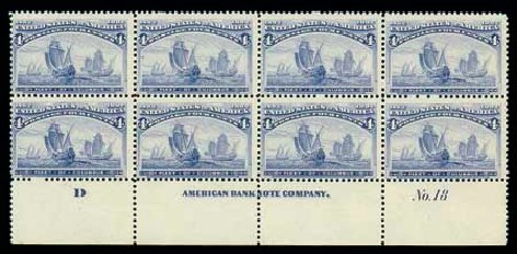 Costs of US Stamp Scott Catalog 233 - 1893 4c Columbian Exposition. Matthew Bennett International, Dec 2007, Sale 325, Lot 1730