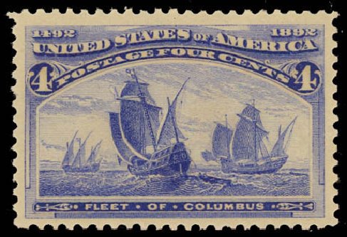 US Stamps Prices Scott Catalogue # 233 - 4c 1893 Columbian Exposition. Daniel Kelleher Auctions, Oct 2012, Sale 632, Lot 1130