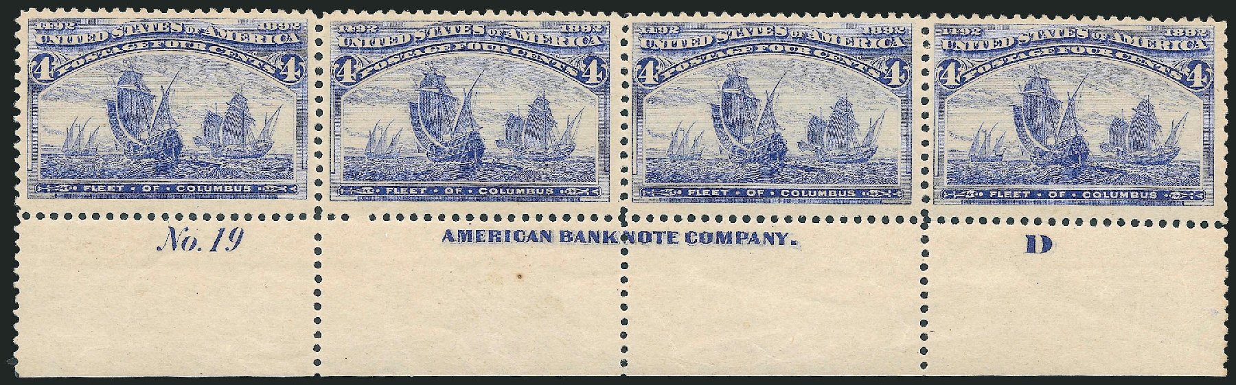 Values of US Stamp Scott Cat. 233 - 1893 4c Columbian Exposition. Robert Siegel Auction Galleries, Mar 2011, Sale 1007, Lot 2471