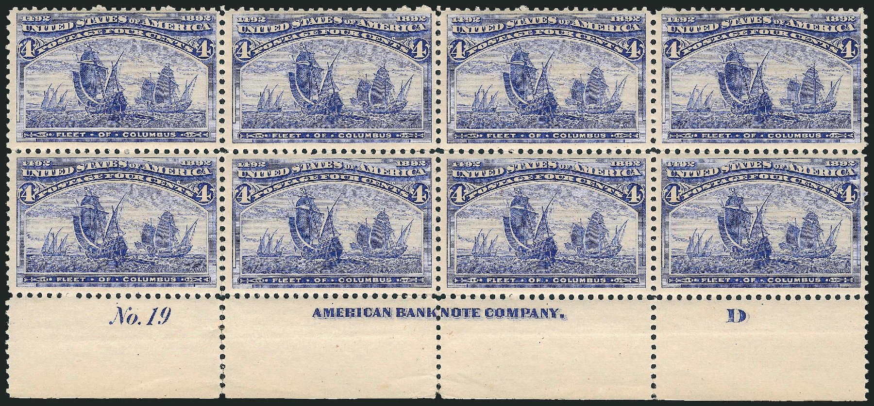 US Stamp Values Scott Catalog # 233: 4c 1893 Columbian Exposition. Robert Siegel Auction Galleries, Apr 2009, Sale 971, Lot 1121