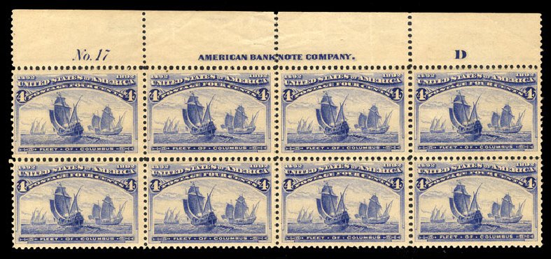 US Stamp Price Scott Cat. #233: 4c 1893 Columbian Exposition. Cherrystone Auctions, Sep 2014, Sale 201409, Lot 34