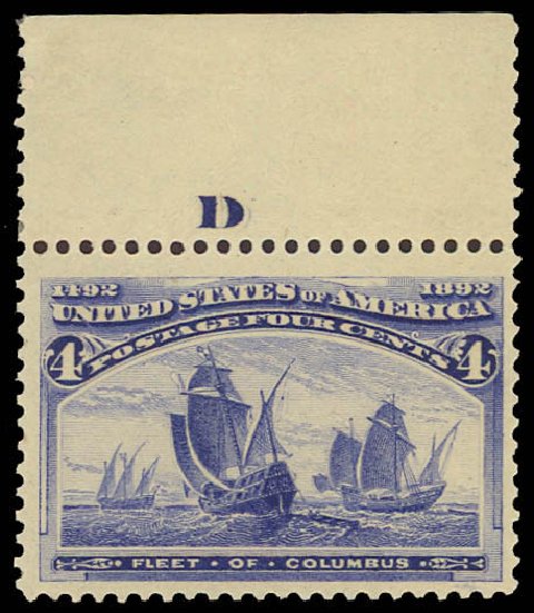 US Stamps Value Scott #233: 4c 1893 Columbian Exposition. Daniel Kelleher Auctions, Jun 2012, Sale 630, Lot 1504