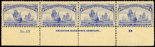 Value of US Stamp Scott #233: 1893 4c Columbian Exposition. Daniel Kelleher Auctions, Mar 2013, Sale 635, Lot 344