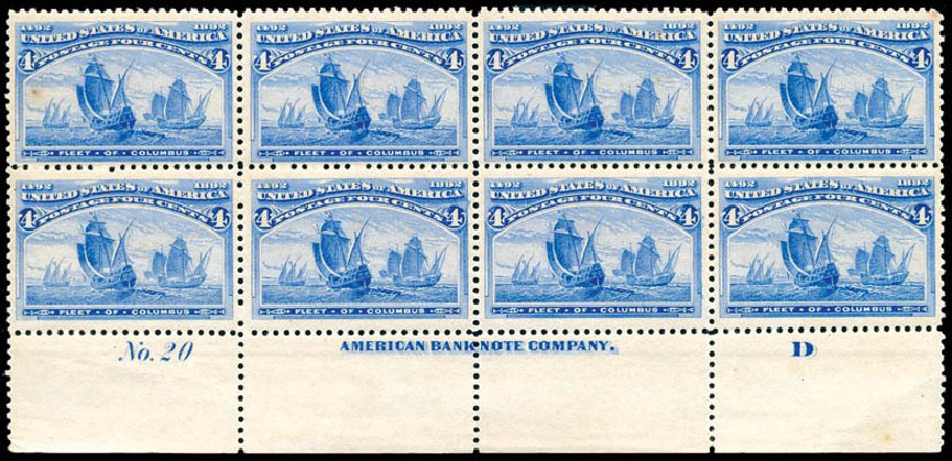 US Stamps Values Scott #233 - 1893 4c Columbian Exposition. Schuyler J. Rumsey Philatelic Auctions, Apr 2015, Sale 60, Lot 2875