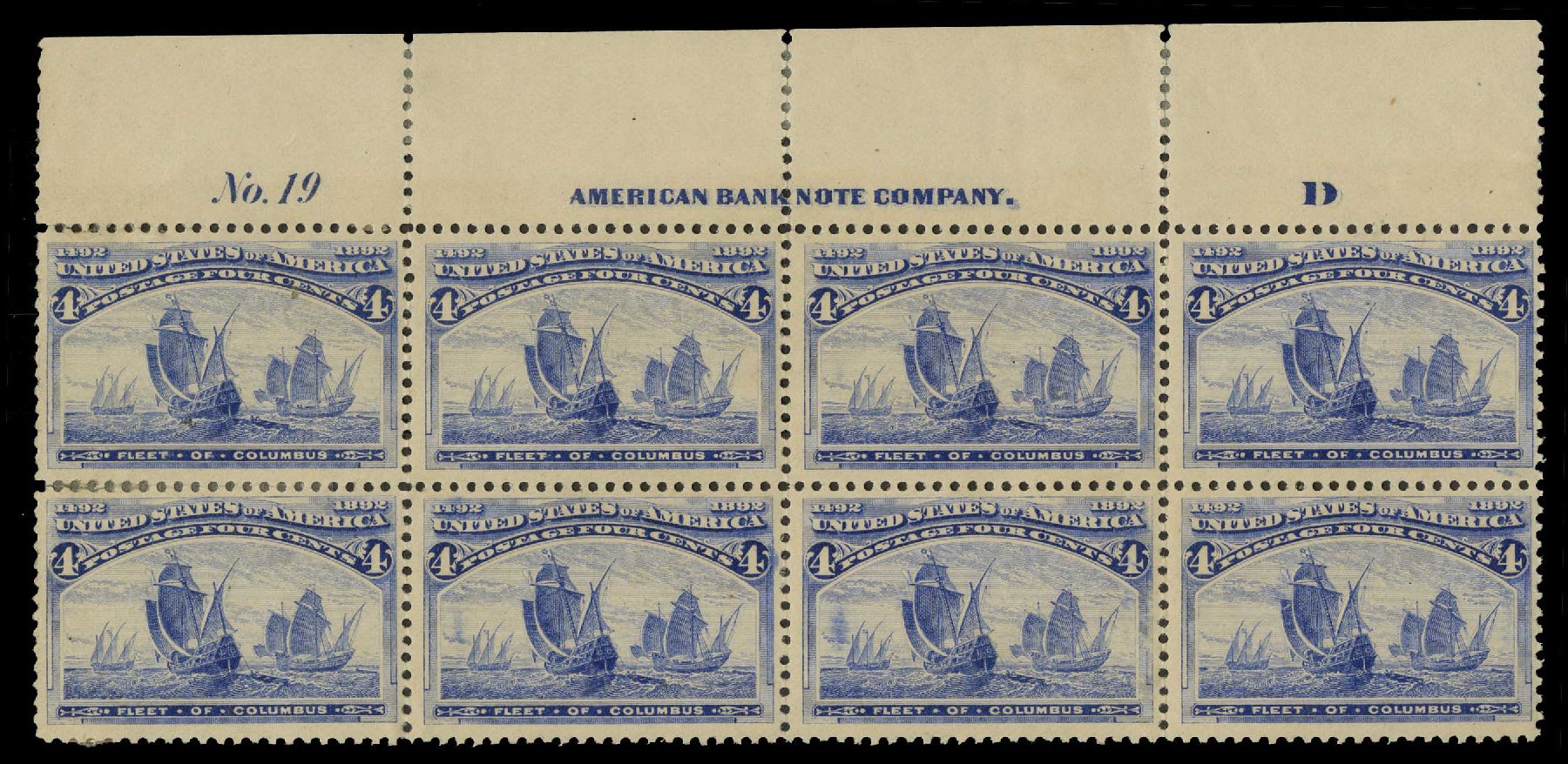 Cost of US Stamp Scott 233 - 1893 4c Columbian Exposition. H.R. Harmer, May 2014, Sale 3005, Lot 1162
