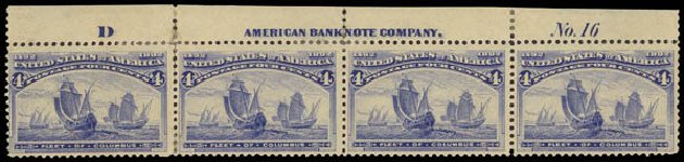 Price of US Stamp Scott Catalogue 233: 4c 1893 Columbian Exposition. Daniel Kelleher Auctions, Apr 2012, Sale 629, Lot 232