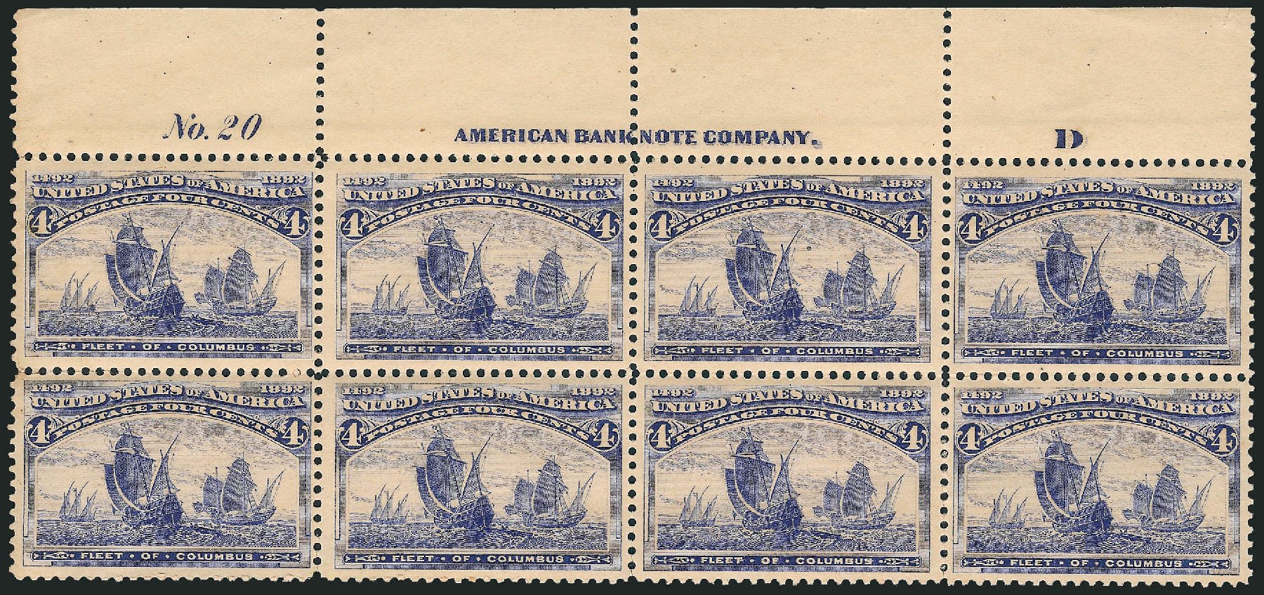 US Stamps Price Scott Cat. #233 - 1893 4c Columbian Exposition. Robert Siegel Auction Galleries, Apr 2009, Sale 971, Lot 1122