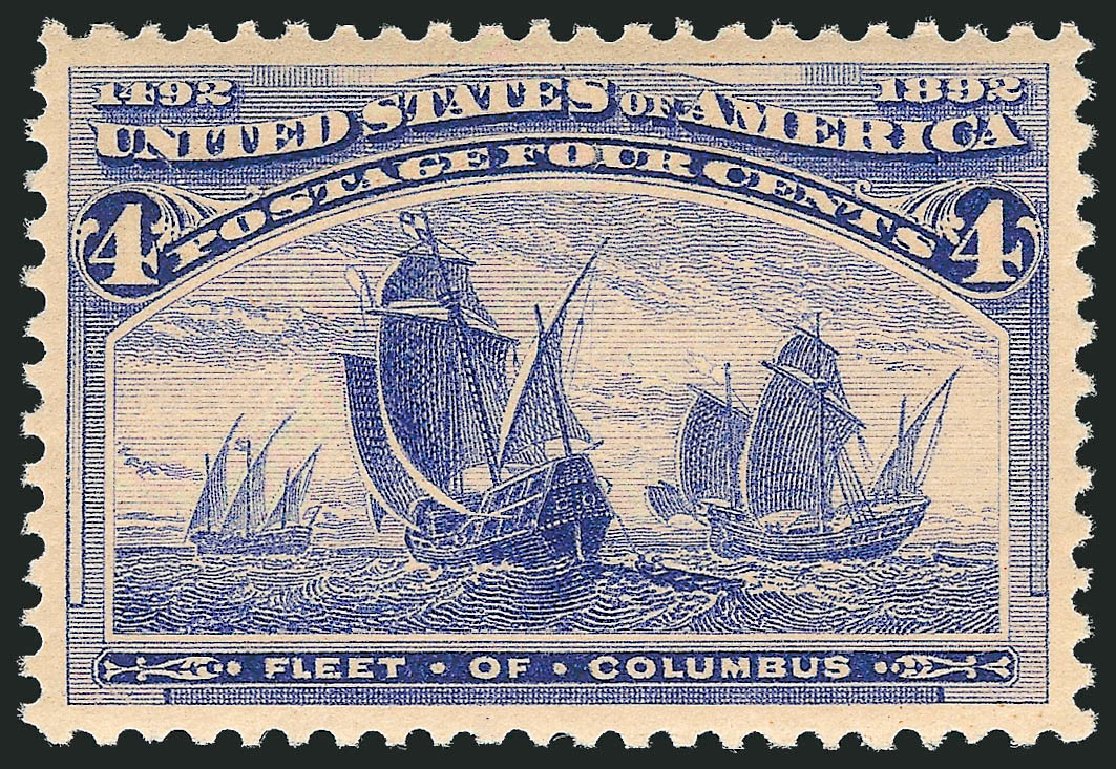 US Stamp Values Scott Cat. # 233 - 1893 4c Columbian Exposition. Robert Siegel Auction Galleries, Feb 2010, Sale 983, Lot 142