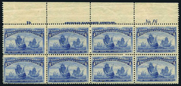 US Stamp Price Scott Catalog # 233 - 1893 4c Columbian Exposition. Harmer-Schau Auction Galleries, Aug 2014, Sale 102, Lot 1833