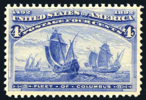 US Stamps Value Scott # 233: 4c 1893 Columbian Exposition. Harmer-Schau Auction Galleries, Apr 2009, Sale 81, Lot 573
