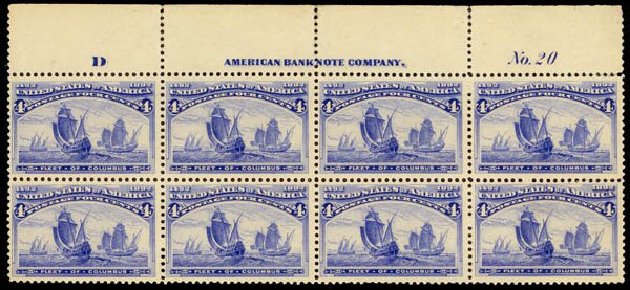 Values of US Stamps Scott # 233 - 4c 1893 Columbian Exposition. Daniel Kelleher Auctions, Sep 2013, Sale 639, Lot 3333