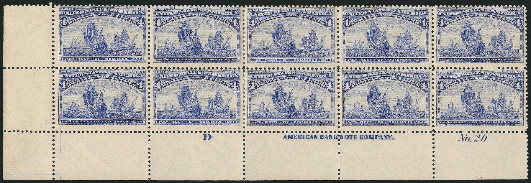 Value of US Stamp Scott Catalogue 233 - 1893 4c Columbian Exposition. Robert Siegel Auction Galleries, Apr 2009, Sale 971, Lot 1123