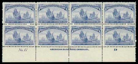 US Stamps Values Scott Catalogue #233: 1893 4c Columbian Exposition. Matthew Bennett International, Dec 2007, Sale 324, Lot 1136