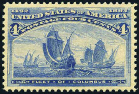 US Stamp Values Scott Catalog 233: 4c 1893 Columbian Exposition. Harmer-Schau Auction Galleries, Aug 2012, Sale 94, Lot 1306