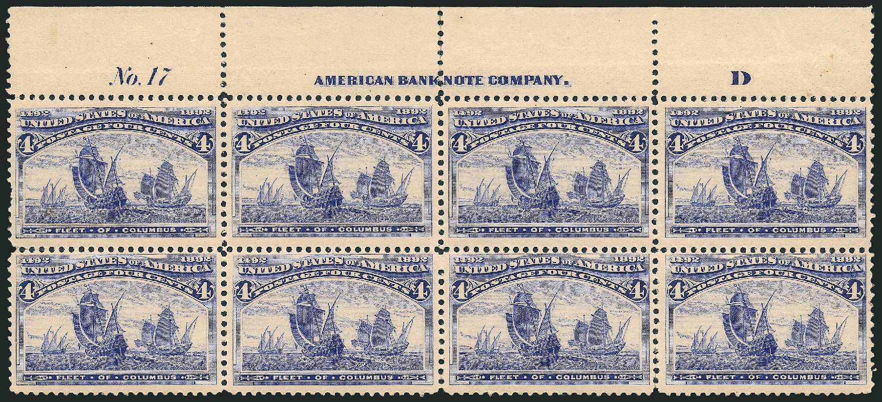 US Stamps Price Scott Catalogue 233: 1893 4c Columbian Exposition. Robert Siegel Auction Galleries, Apr 2009, Sale 971, Lot 1116