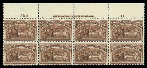 US Stamp Values Scott # 234: 1893 5c Columbian Exposition. Matthew Bennett International, Jun 2007, Sale 319, Lot 1247