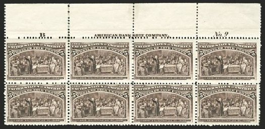 Values of US Stamps Scott Catalogue 234 - 1893 5c Columbian Exposition. Spink Shreves Galleries, Mar 2013, Sale 142, Lot 228