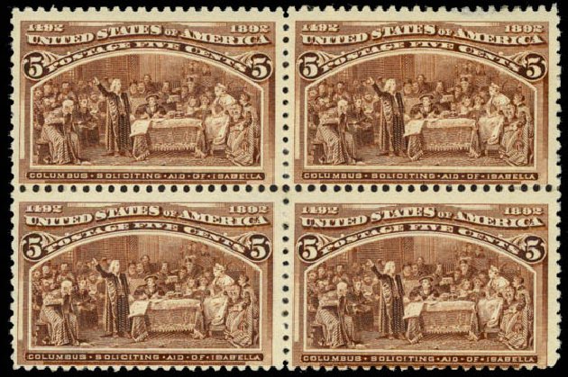 Prices of US Stamps Scott Catalogue # 234: 5c 1893 Columbian Exposition. Daniel Kelleher Auctions, Mar 2013, Sale 635, Lot 349