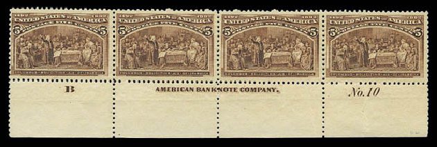 US Stamps Values Scott Cat. # 234: 1893 5c Columbian Exposition. Matthew Bennett International, Sep 2010, Sale 333, Lot 3640