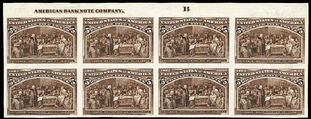 Cost of US Stamps Scott Catalog 234 - 5c 1893 Columbian Exposition. Matthew Bennett International, Mar 2012, Sale 344, Lot 4420