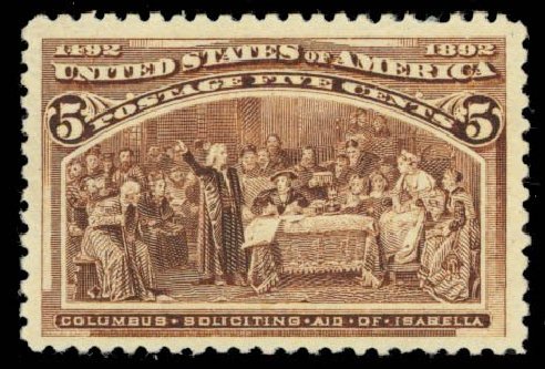 Costs of US Stamps Scott #234: 5c 1893 Columbian Exposition. Daniel Kelleher Auctions, Sep 2014, Sale 655, Lot 310