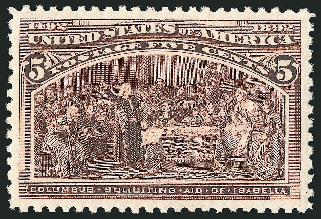 US Stamps Values Scott Catalogue 234 - 1893 5c Columbian Exposition. Robert Siegel Auction Galleries, Nov 2013, Sale 1061, Lot 3680