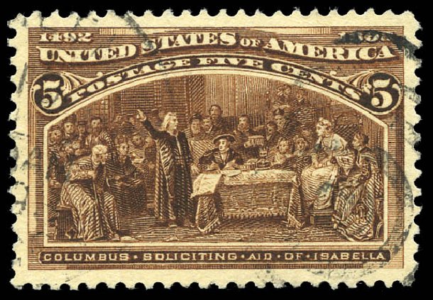 US Stamp Values Scott # 234: 1893 5c Columbian Exposition. Matthew Bennett International, Mar 2012, Sale 344, Lot 4421