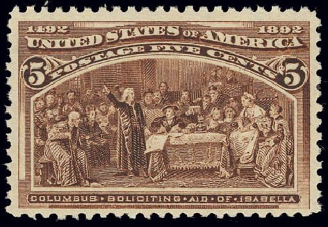 Value of US Stamp Scott Catalogue #234: 1893 5c Columbian Exposition. Daniel Kelleher Auctions, Feb 2013, Sale 634, Lot 161