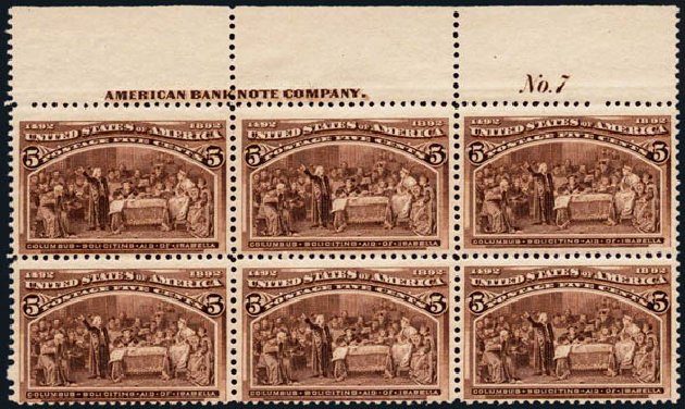US Stamps Prices Scott Catalogue 234 - 1893 5c Columbian Exposition. Harmer-Schau Auction Galleries, Jan 2014, Sale 100, Lot 494