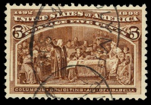 Values of US Stamp Scott Cat. 234 - 5c 1893 Columbian Exposition. Daniel Kelleher Auctions, Oct 2014, Sale 660, Lot 2214
