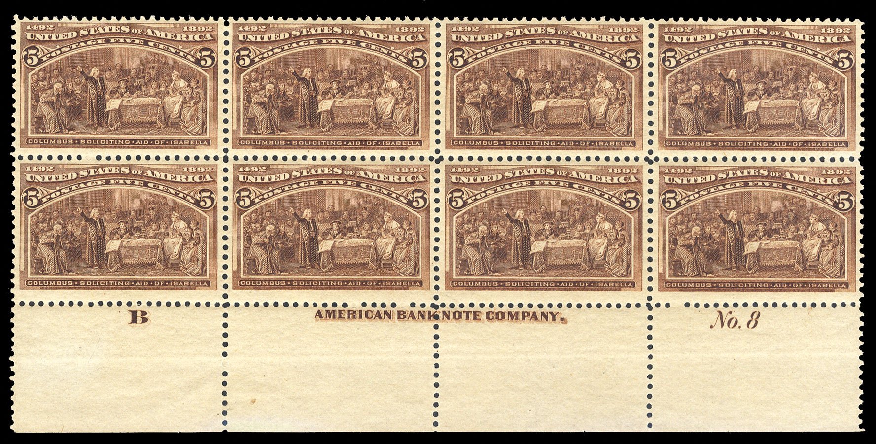 Value of US Stamp Scott Catalogue #234: 1893 5c Columbian Exposition. Cherrystone Auctions, Sep 2014, Sale 201409, Lot 35