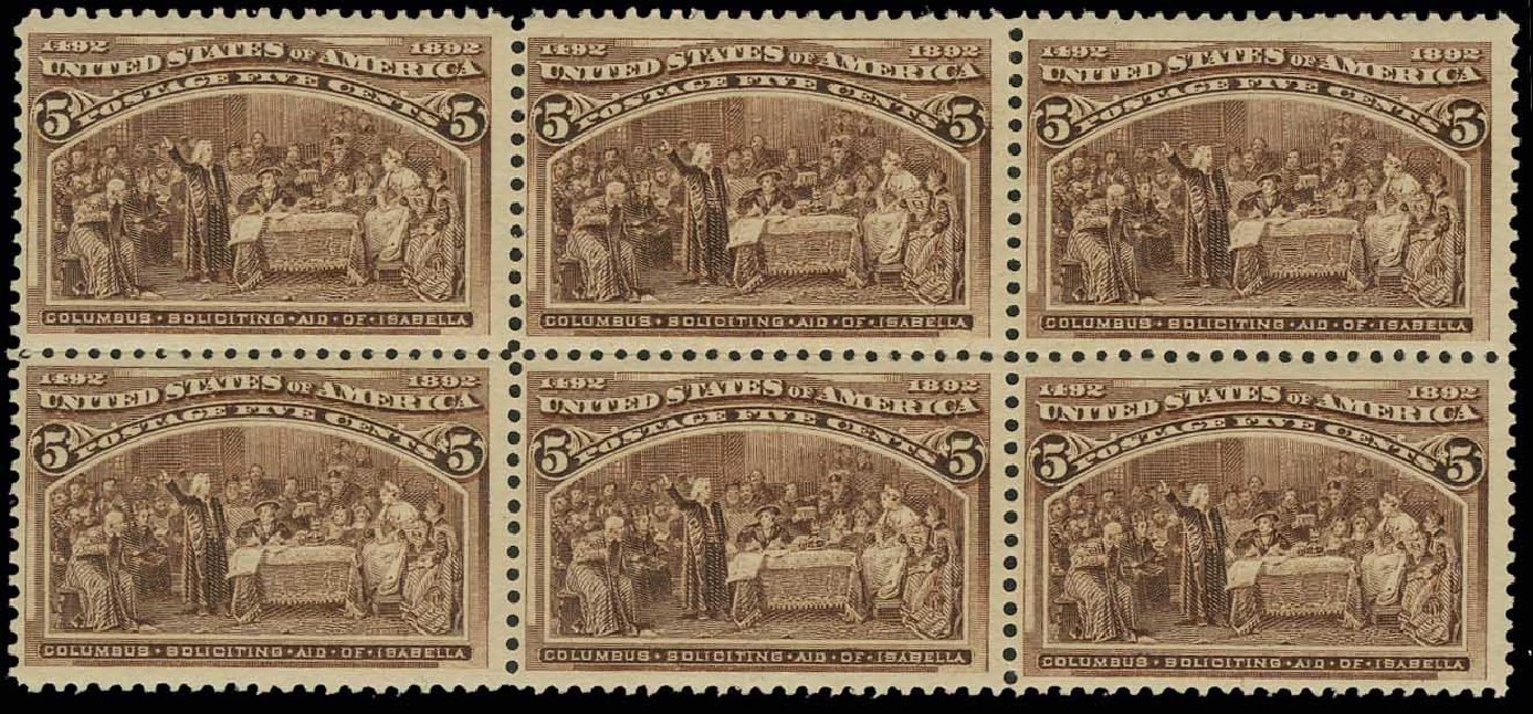 US Stamps Values Scott 234 - 1893 5c Columbian Exposition. H.R. Harmer, May 2014, Sale 3005, Lot 1165