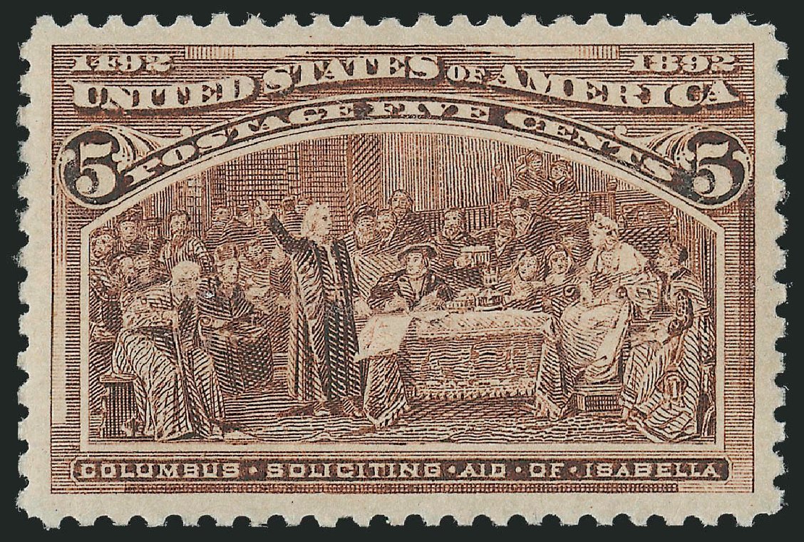 US Stamp Values Scott # 234: 1893 5c Columbian Exposition. Robert Siegel Auction Galleries, Oct 2011, Sale 1014, Lot 1485