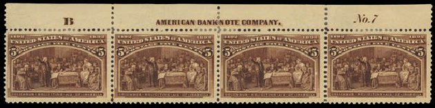 US Stamp Values Scott Catalog 234: 5c 1893 Columbian Exposition. Daniel Kelleher Auctions, Apr 2012, Sale 629, Lot 233