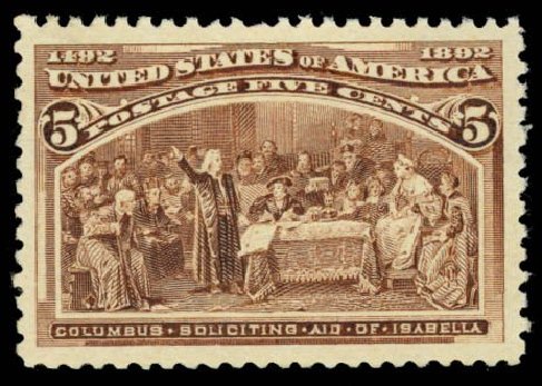Value of US Stamps Scott Cat. # 234: 5c 1893 Columbian Exposition. Daniel Kelleher Auctions, Oct 2014, Sale 660, Lot 2213