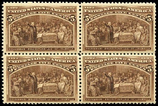 Values of US Stamp Scott Catalogue #234: 1893 5c Columbian Exposition. Matthew Bennett International, Apr 2008, Sale 326, Lot 216
